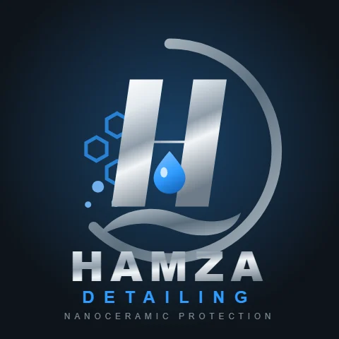 Logo de Hamza Detailing : un H chromé sur fond ardoise