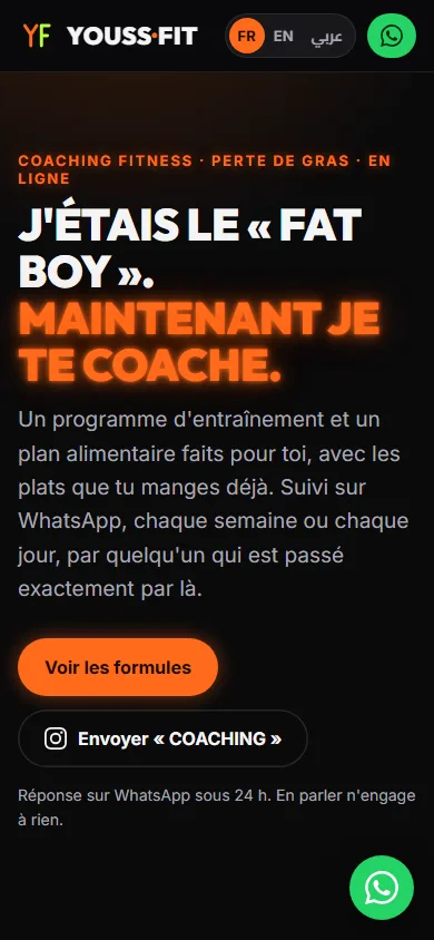 Youssef Fit — page d’accueil sur mobile